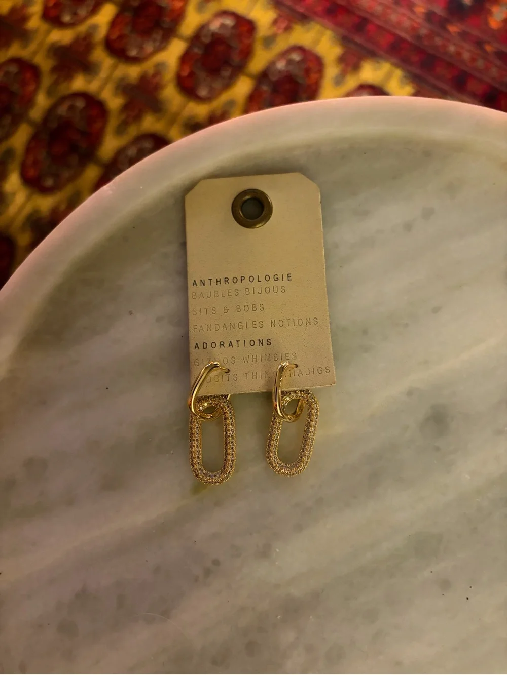NWT 🏷️ Anthropologie Pavé Paperclip Link Huggie Earrings